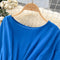 Crew Neck Solid Color Pleated Dress
