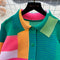 Colorful Plaid Shirt&Striped Trousers 2Pcs