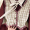 Tweed Vest&Shirt Dress Vintage 2Pcs