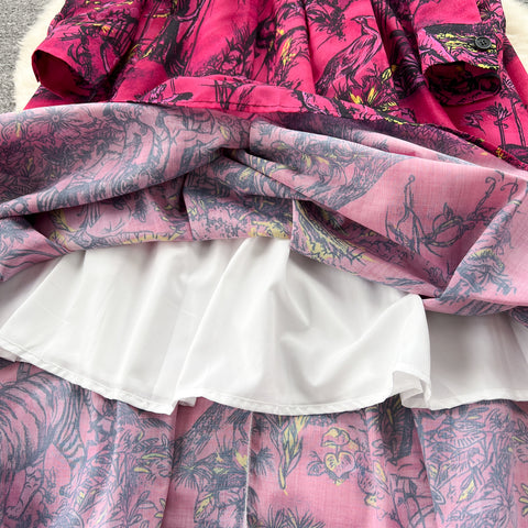 Vintage Floral Printed Shirt Dress