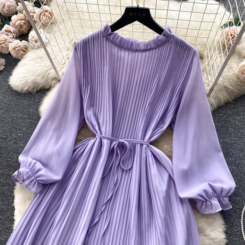 Mori Puffy Sleeve Lace-up Dress