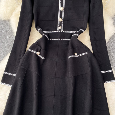 French Style Elegant Knitted Dress