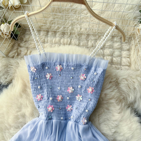 Fairy 3d Flower Mesh Cardigan&Dress 2Pcs