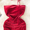 Irregular Design Wine Red Velvet Dress