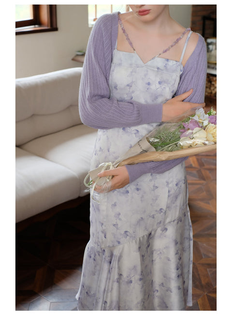 Lavender Slip Dress&Cardigan Fairy 2Pcs