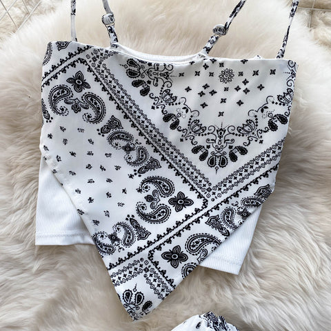 Printed Camisole&Drawstring Pants 2Pcs Set