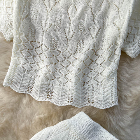 Crochet Top&Fishtail Skirt 2Pcs Set