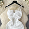 V-neck Hollowed White Slip Dress