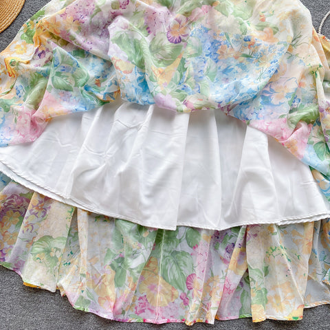 Fairy Ruffled Floral Halter Dress