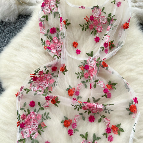 3d Floral Embroidered Outwear Dress