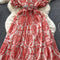 Puffy Sleeve Floral Chiffon Dress
