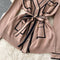 Lace-up Cardigan&Draped Trousers 2Pcs