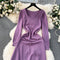 Simple Design Waist-slimming Knitted Dress