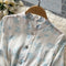 Stand Collar Patchwork Chiffon Floral Dress