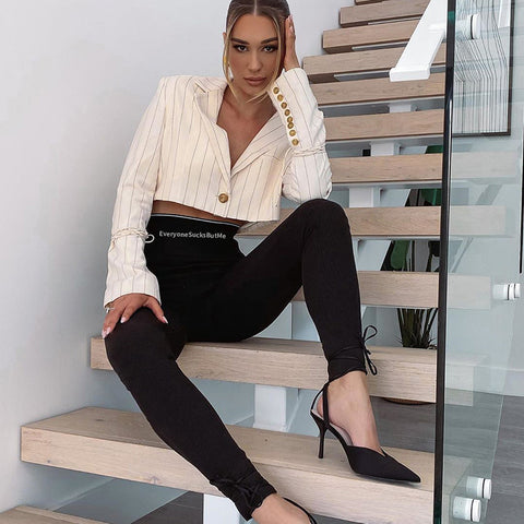 Simple Design High-cut Knitted Sports Pants