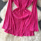 Solid Color Backless Glossy Dress