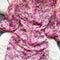 Pink Pleated Drawstring Floral Dress