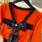 Color Blocking Bow-tie Knitted Dress