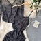 Printed Cardigan & Slip Dress Black 2Pcs