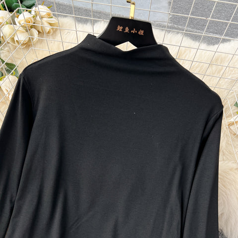 Suede Slip Dress&Black Sweater 2Pcs