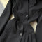 Lapeled Pleated Black Suit Dress