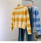 V-neck Candy Color Striped Soft Sweater