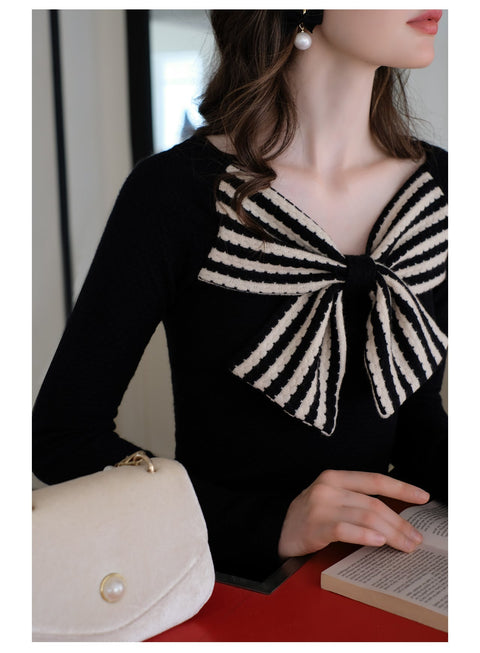 Elegant Big Bow-tie Knitted Top