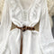 Sweetie Lace-up Ruffled White Dress