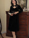 Niche Hollow Collar Black Velvet Dress
