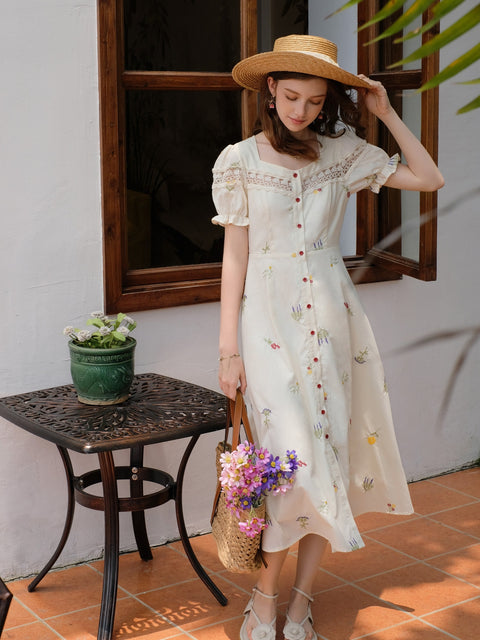 Fairy Embroidered Lace Patchwork Dress