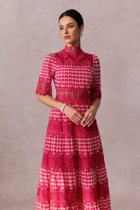 Delicate Hollowed Embroidery Lace Dress