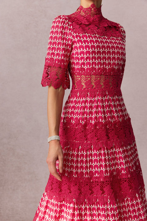 Delicate Hollowed Embroidery Lace Dress
