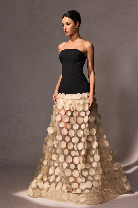 Circular Mesh Patchwork Bustier Dress