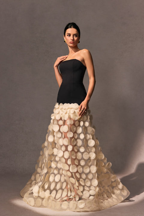 Circular Mesh Patchwork Bustier Dress