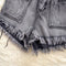 Vintage Furry Wide-leg Denim Shorts