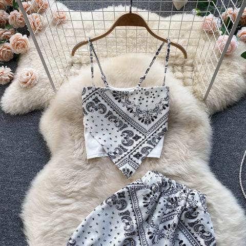 Printed Camisole&Drawstring Pants 2Pcs Set