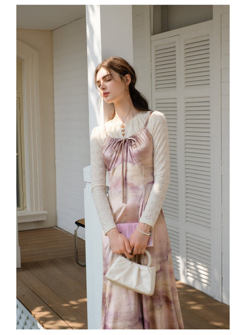 Lace Top & Floral Slip Dress