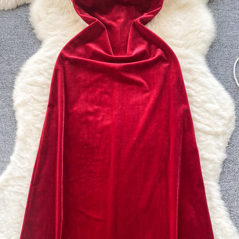 High-end Rhinestone Studded Halter Dress