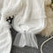 Elegant Ruffled White Mesh Fishtail Dress