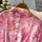Vintage Drawstring Ruffled Floral Dress