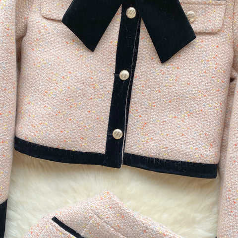 Color Blocking Cardigan&Skirt Delicate 2Pcs