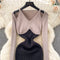 Elegant Hollowed Knitted Slip Dress