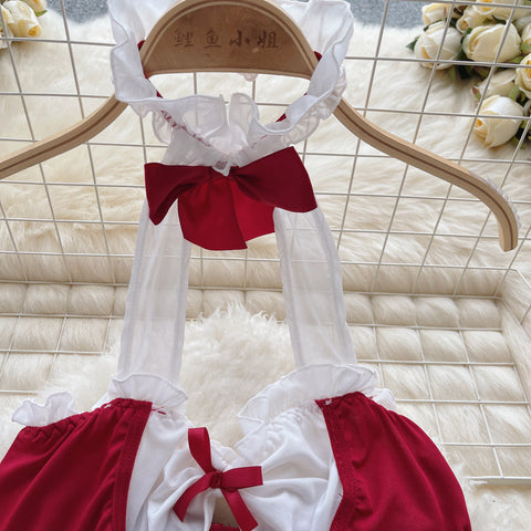 Maid Costume Bow-tie Halter Dress