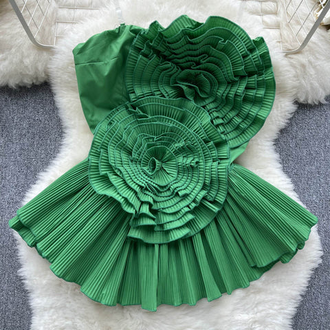 3d Floral Pleated Ruffled Camisole