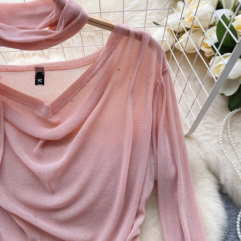 Elegant Pleated Shirt with Ribbon