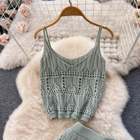 Camisole&Skirt Crochet 2Pcs Set
