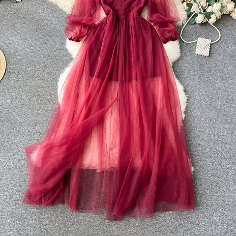 Solid Color Fairy Mesh Dress
