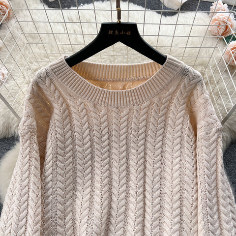 Twisted Sweater&Elastic Skirt 2Pcs