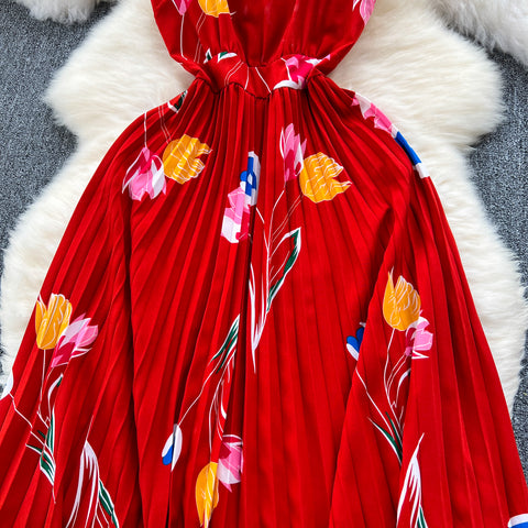 Irregular Design Floral Slip Dress