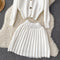 Cardigan&Pleated Skirt Knitted 2Pcs